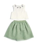 Hátul gombos galléros felső és szoknya szett