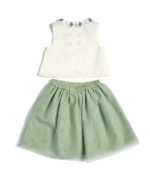 Hátul gombos galléros felső és szoknya szett