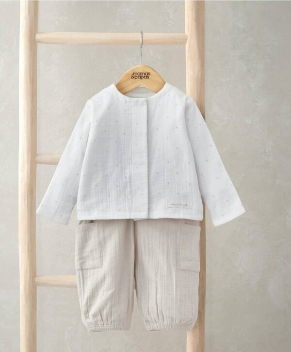 3 részes neutrális kabát, body és nadrág szett