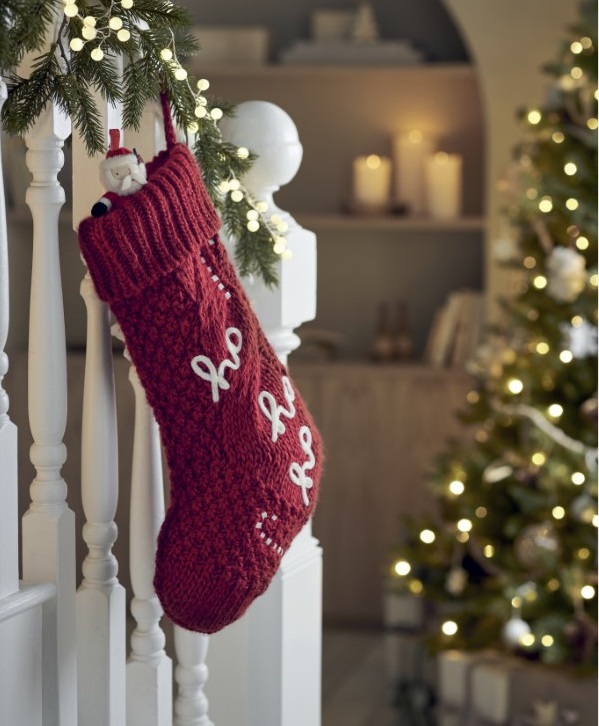 Nagy karácsonyi zokni - Kötött piros