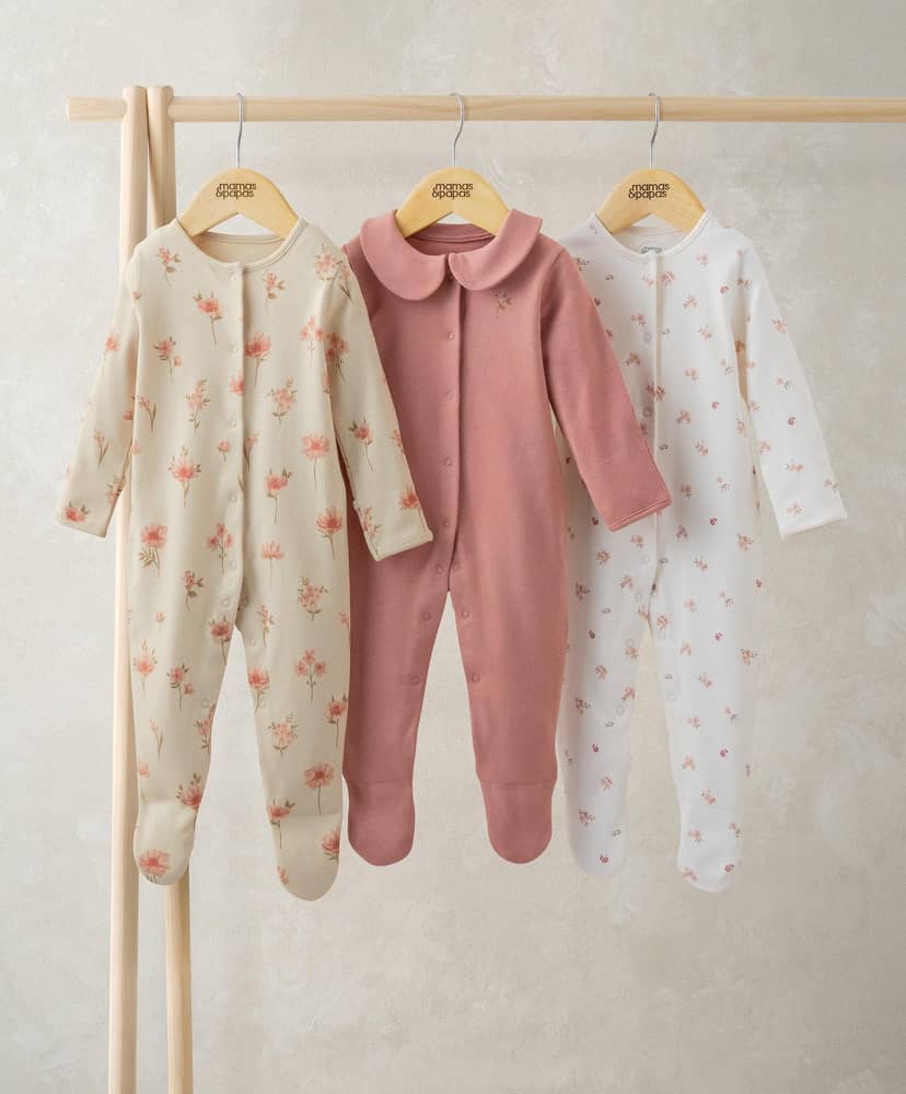 mamas-papas-all-in-ones-bodysuits-dusky-floral-sleepsuits-pack-of-3-1194002254