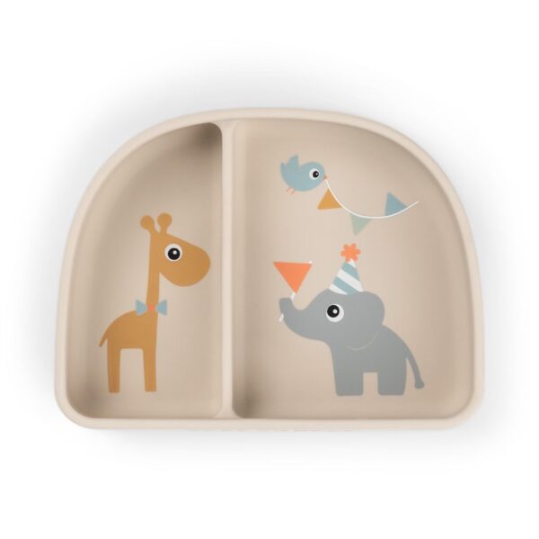 Done by Deer Szilikon tapadós többrekeszes tálka, Celebration, homokszínű