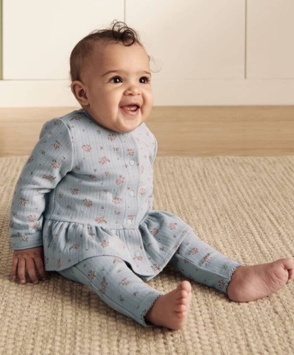 Virágmintás bordázott felső és leggings szett