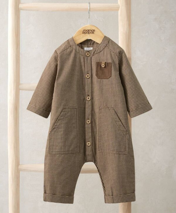 Kockás barna kezeslábas